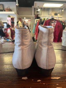 Western White Leather Booties (Size 9)