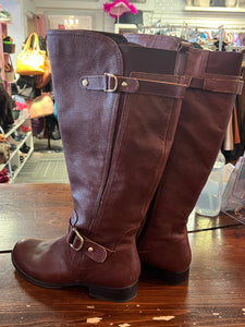 Naturalizer Wide Calf Brown Leather Riding Boots (Size 7.5)