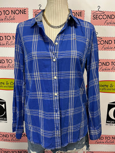 Tommy Hilfiger Blue Plaid Button-Up (Size M)