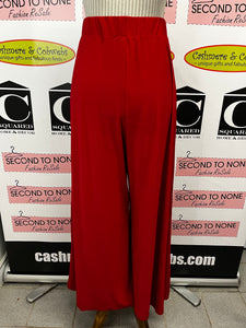 Red Coral Cherry Red Stretch Palazzo Pant (Size S)