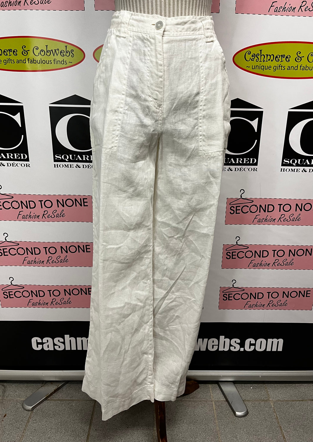 White Linen Trousers (Size 8)
