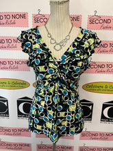 Cargar imagen en el visor de la galería, 2000s Printed V-Neck Blouse (Size L)
