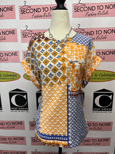 Bright Patchwork Tile Print Top (Size 14)