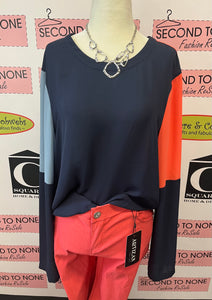 Open Back Colourblock Blouse (Size S/M)