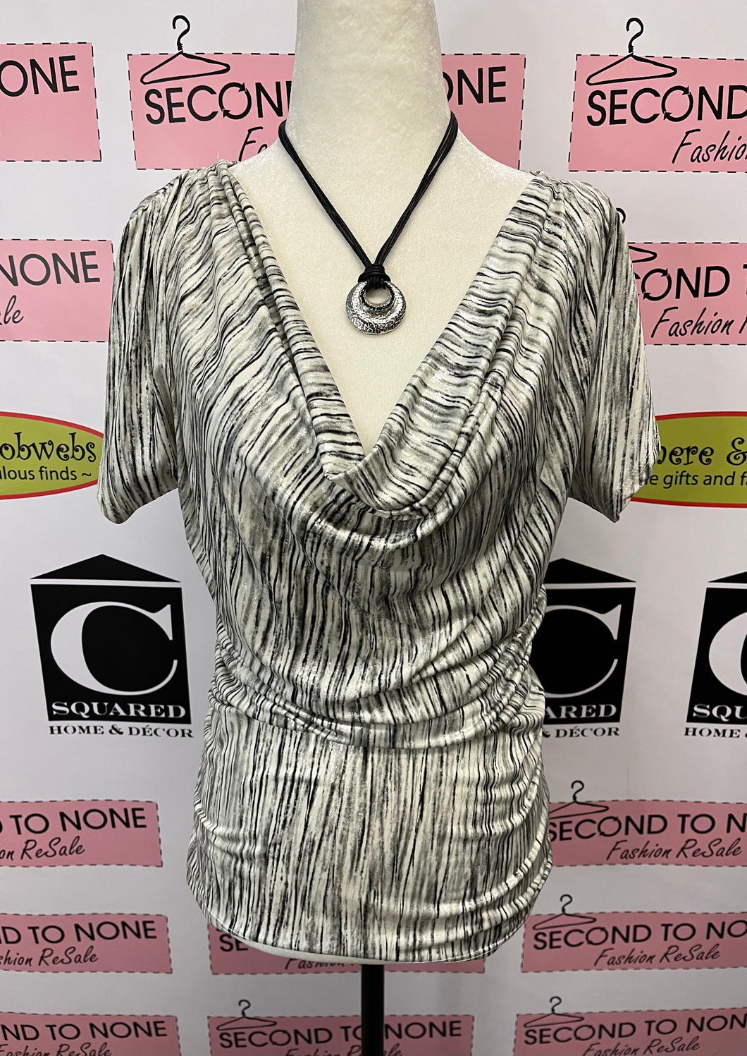 Metallic Stripe Scoop Neck Top (Size M/L)