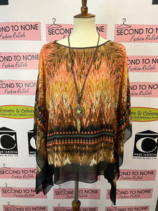 Autumnal Print Poncho Top (Size PS)