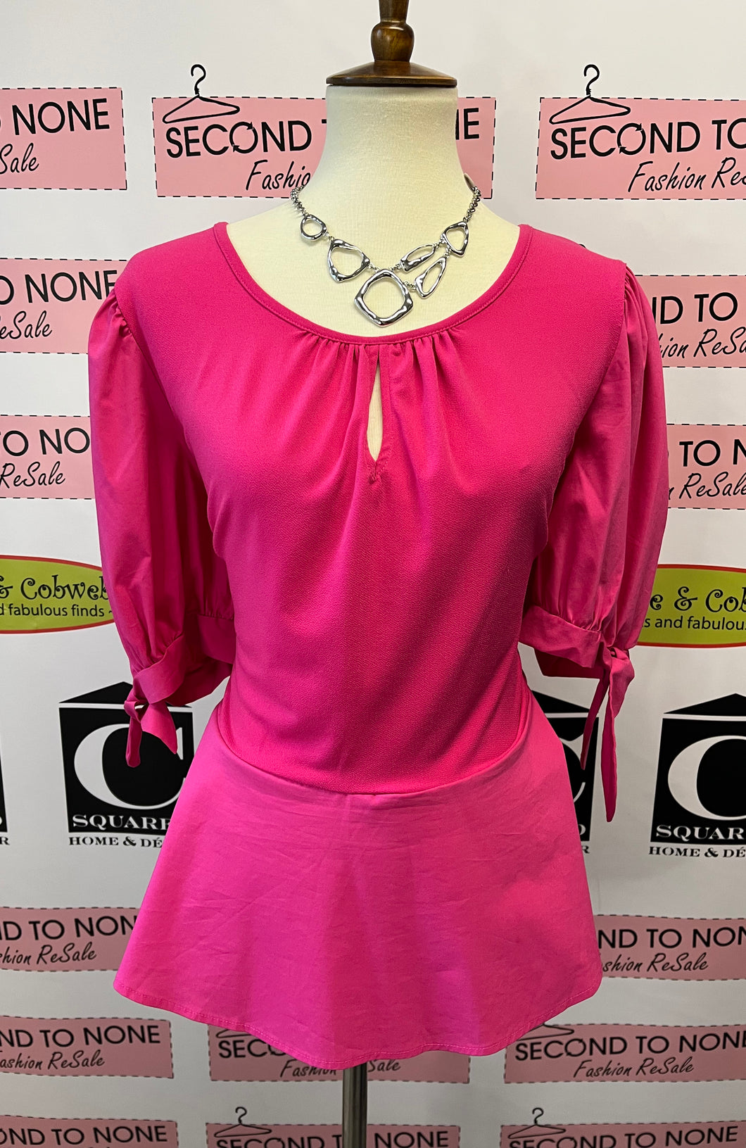 Bright Pink Tie Sleeve Top (Size XL)