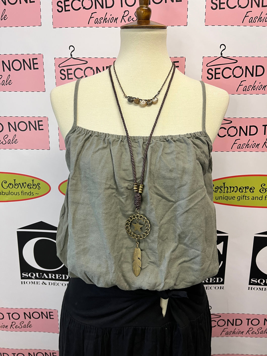 Linen Blend Crop Top (Size L)