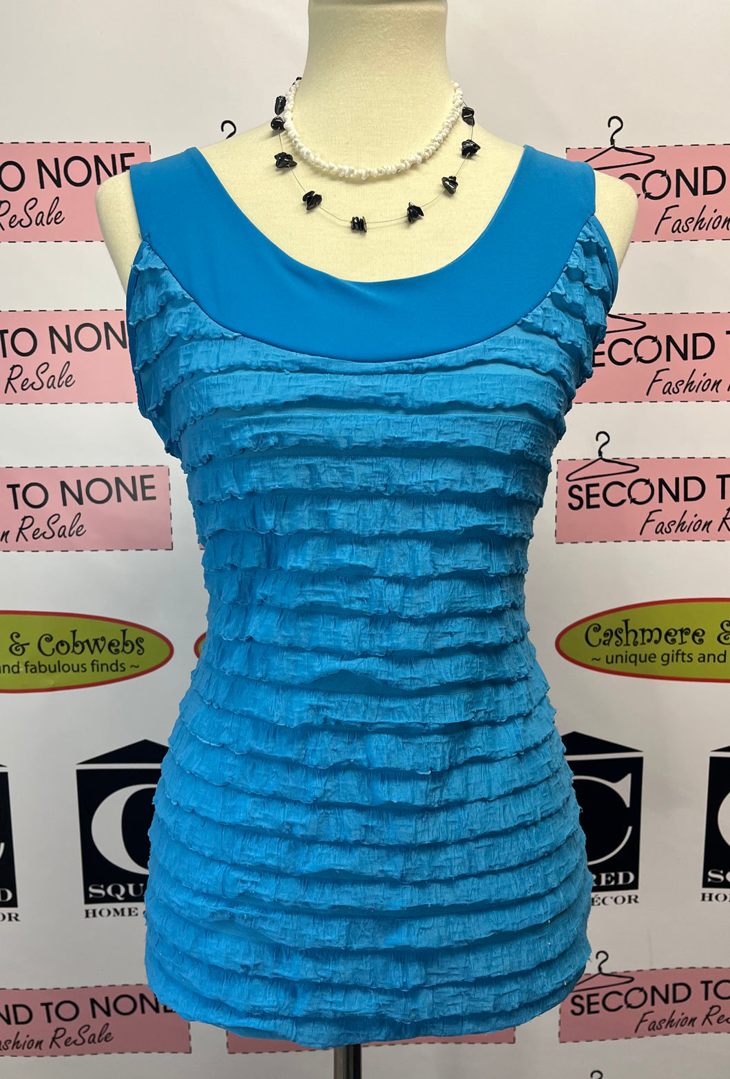 Blue Ruffle Tank (Size M)