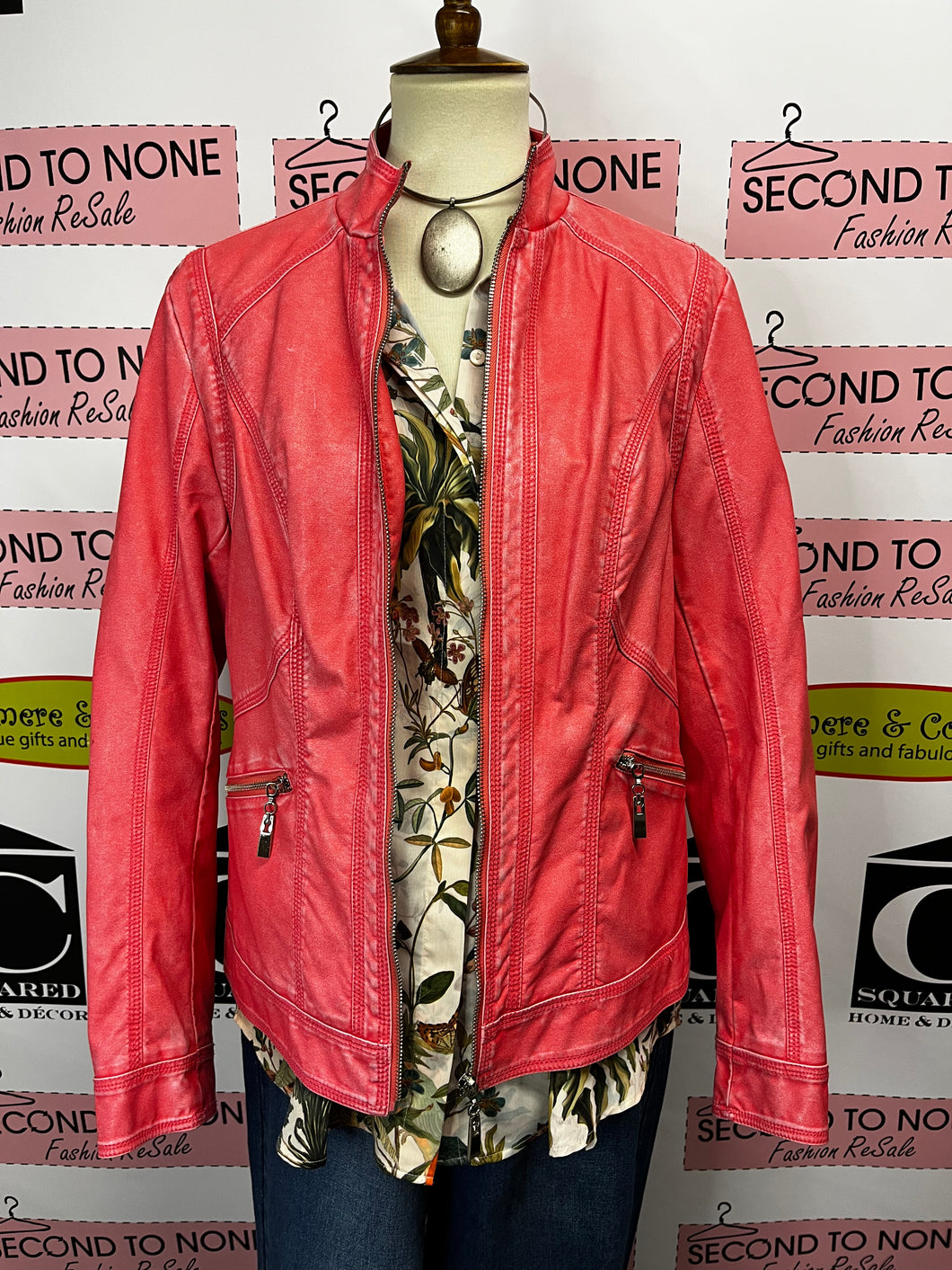 Cleo Coral Faux Leather Jacket (Size M)