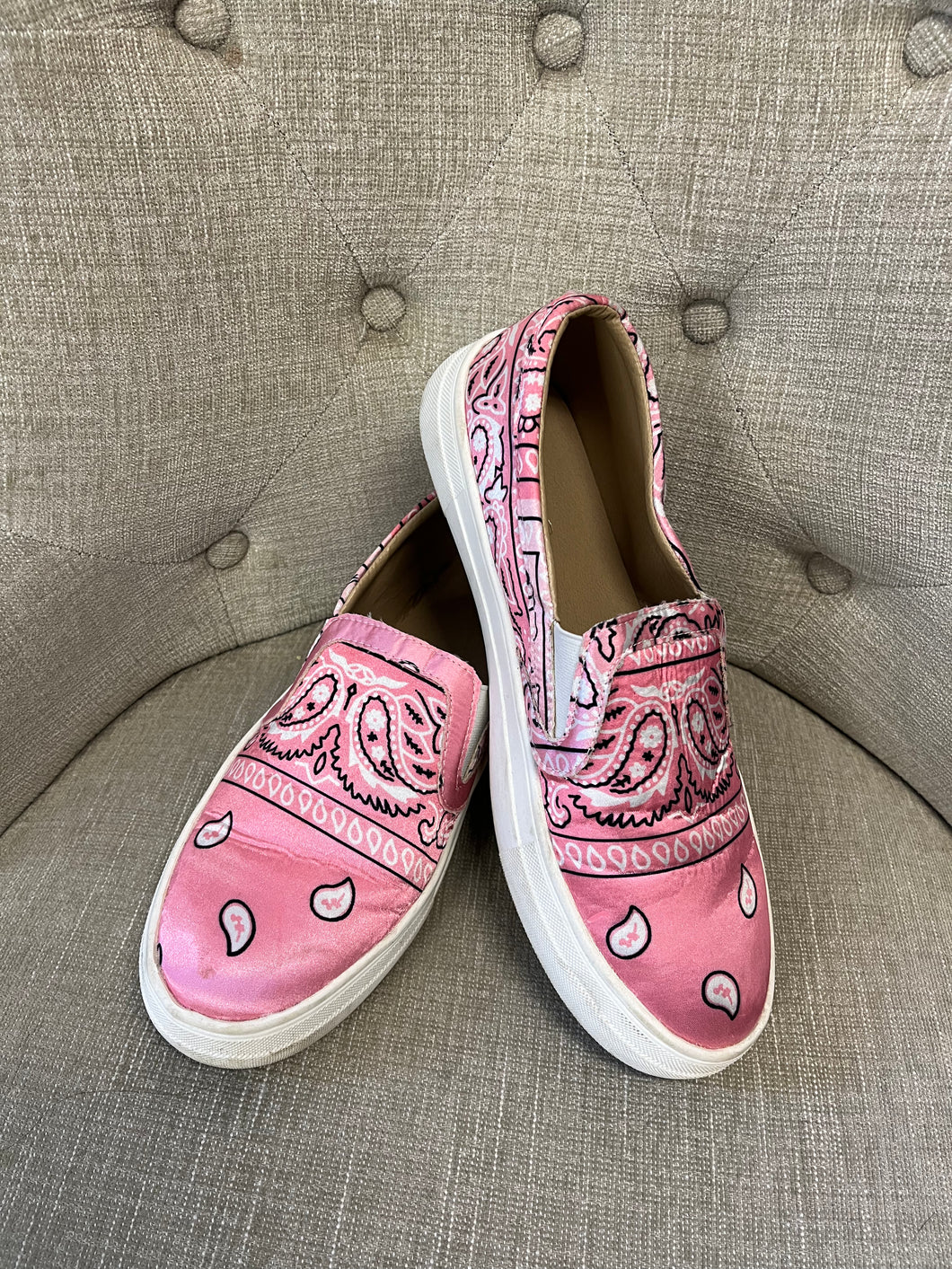 Pink Bandana Slip On Sneakers (Size 10)