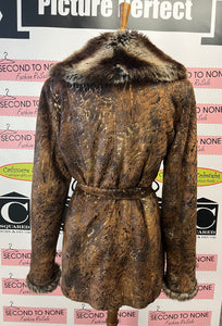 Textured Faux Fur Coat (Size S)