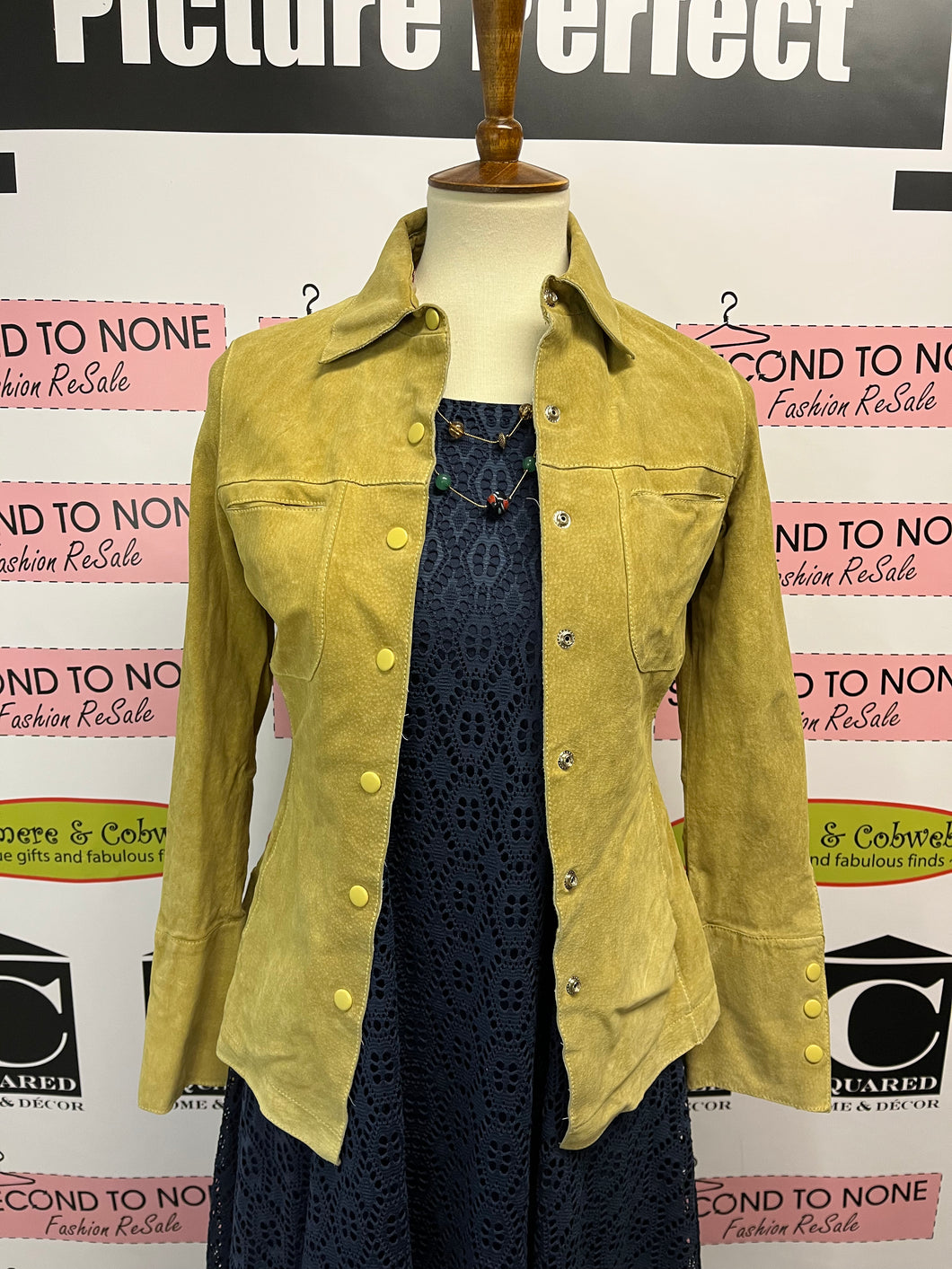 Chartreuse Danier Leather Jacket (Size 0-2/UK 4-6)