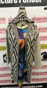 Geometric Design Hooded Cardigan (Size XL)