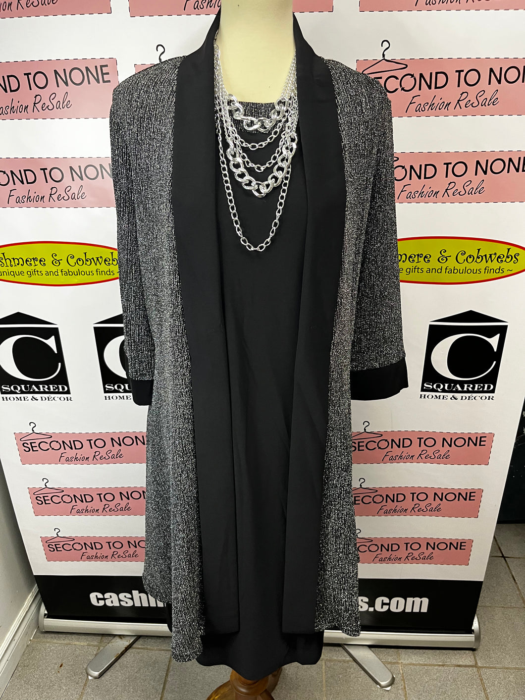 Black & Silver Long Duster (Only 1 1XL Left!)