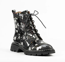 Load image into Gallery viewer, Leather Floral Army-Style Boot
