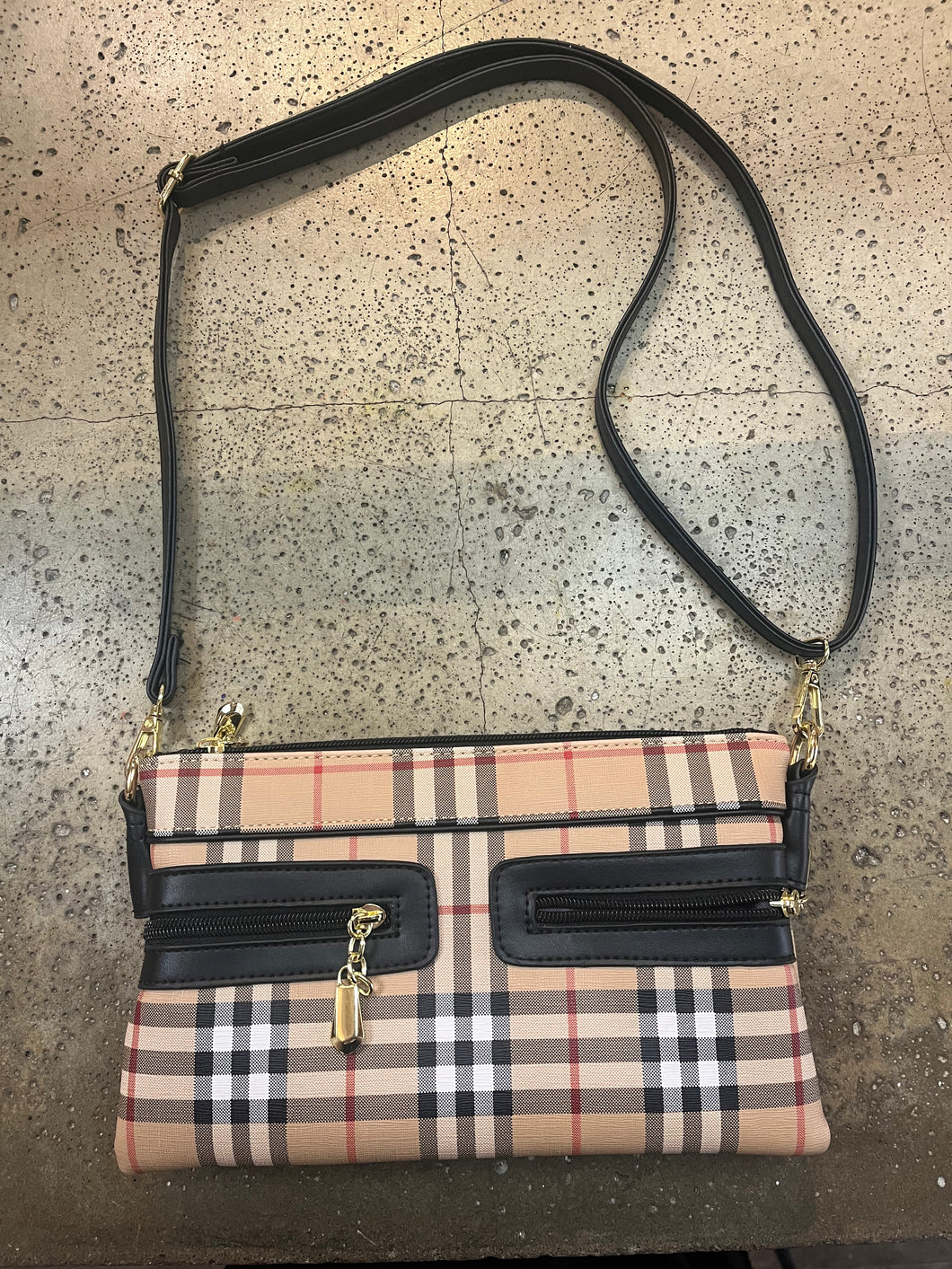 Thompson Camel Plaid Crossbody Purse