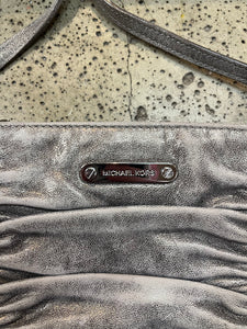Michael Kors Ruched Convertible Silver Clutch