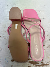 Load image into Gallery viewer, Nearly New Bubble Gum Pink Strappy Heels (Size 7)
