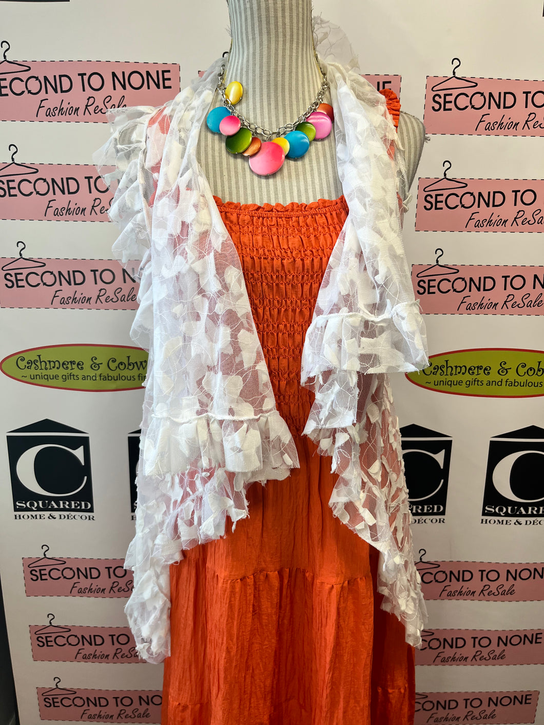 White Sheer Sleeveless Overlay (One Size Fits Most)