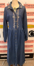 Load image into Gallery viewer, Vintage Deep Blue Denim Embroidered Maxi Dress (Size XL)
