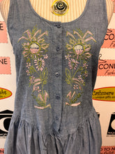 Load image into Gallery viewer, Vintage 100% Cotton Embroidered Denim Dress (Size 14)
