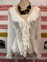 Charger l'image dans la galerie, Frank Lyman Sheer White Tie Up Blouse (Size 8)
