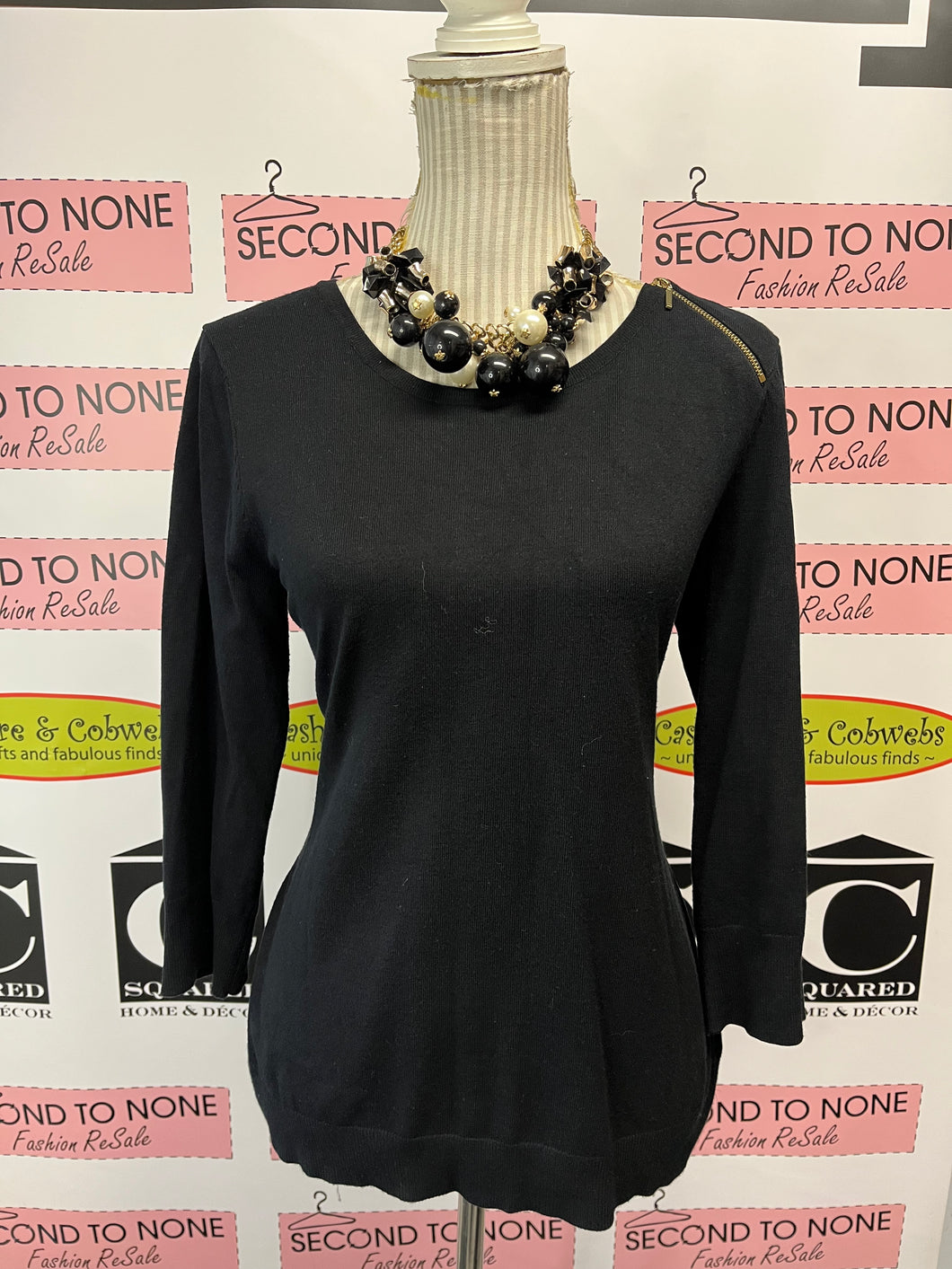 Cable & Gauge Black Knit Sweater (Size M)