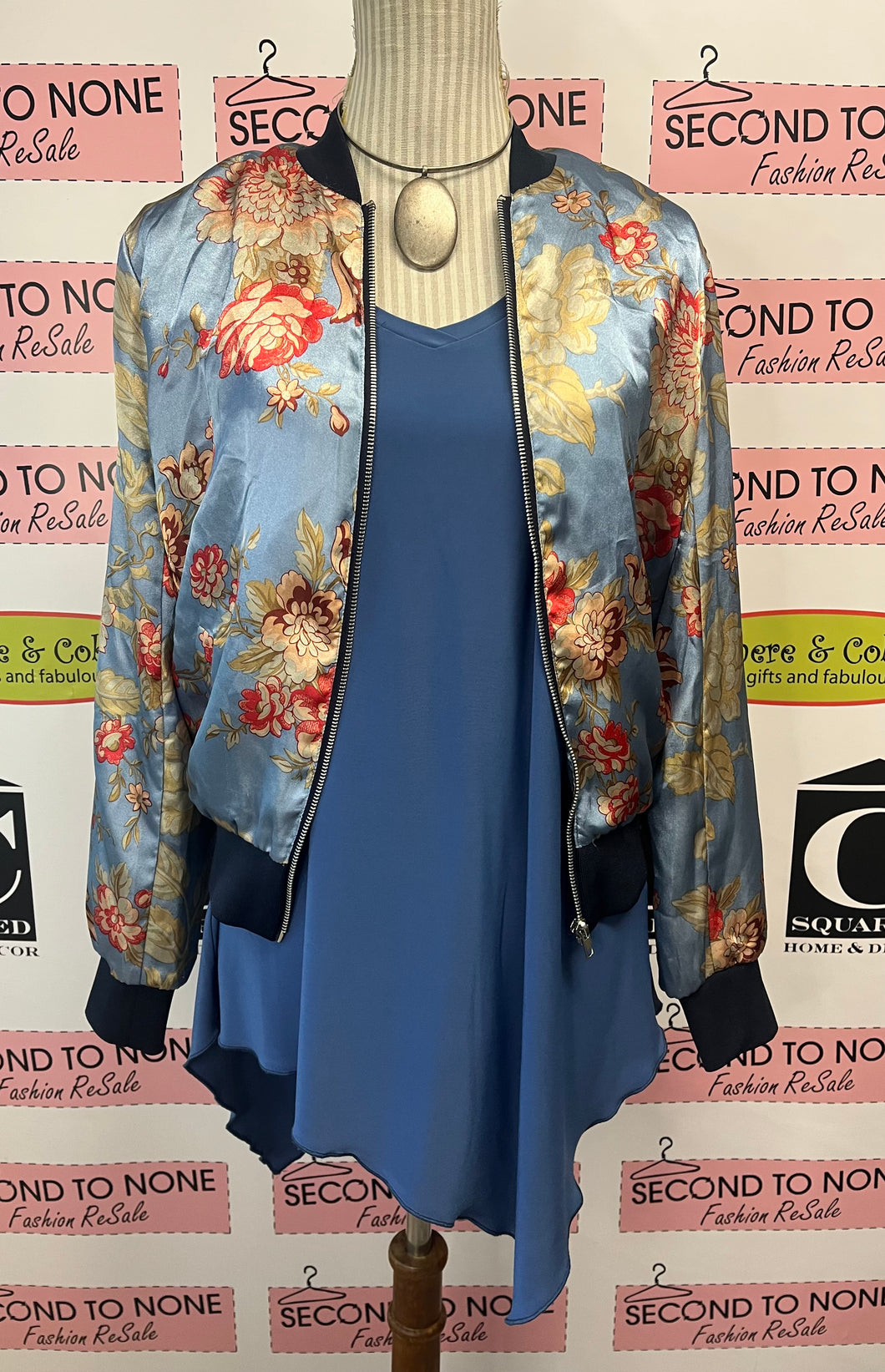 Forever 21 Silk-Look Floral Bomber Jacket (Size S)