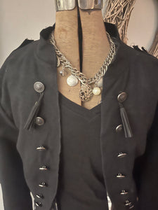 Upcycled Fleece & Plaid Shirt Harley Davidson Jacket (Size Large)