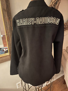 Upcycled Fleece & Plaid Shirt Harley Davidson Jacket (Size Large)