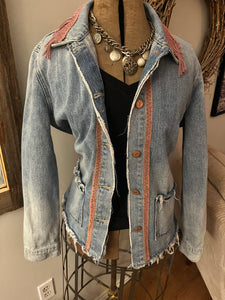Upcycled "Beatles" Denim Jacket (Size Medium)