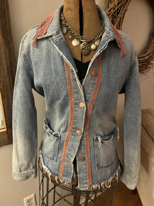 Upcycled "Beatles" Denim Jacket (Size Medium)