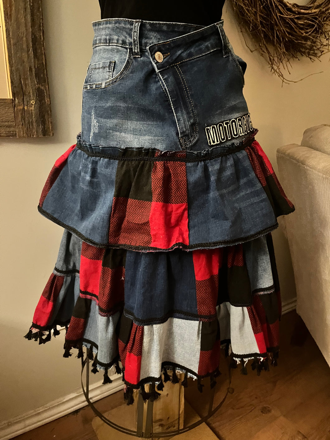 Upcycled Denim Plaid 
