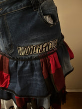Load image into Gallery viewer, Upcycled Denim Plaid &quot;Motorcycle&quot; Skirt (Size Medium)
