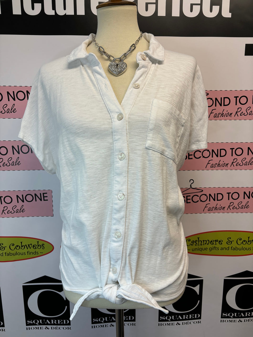 Buffalo White Button Up Shirt (Size L)