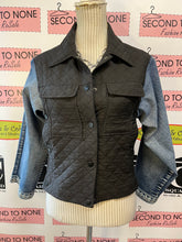 Charger l'image dans la galerie, Upcycled Denim &amp; Black Quilted Jacket (Size XS)
