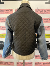 Charger l'image dans la galerie, Upcycled Denim &amp; Black Quilted Jacket (Size XS)
