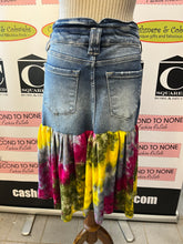 Load image into Gallery viewer, Upcycled Denim Skirt with Tie-Dye. (Size 28" waist)
