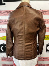 Load image into Gallery viewer, French Dressing Caramel Faux Leather Jacket (Size XS)
