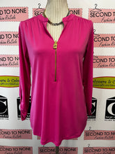 Load image into Gallery viewer, NWT Michael Kors Fuchsia Zip Henley Top (Size S)
