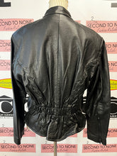 Load image into Gallery viewer, Black Genuine Leather Motorcycle Jacket (Size M)
