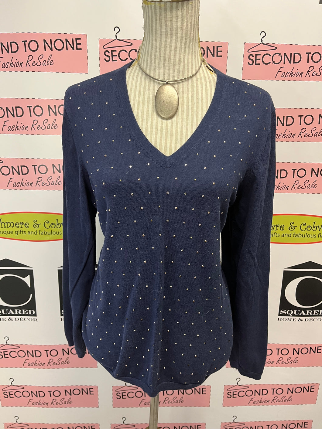 Tommy Hilfiger Studded V-Neck Sweater (Size XL)