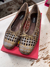 Load image into Gallery viewer, Vaneli Open-Weave Leather Gold/Silver Flats (Size 11)
