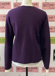 Cárdigan de lana con parche morado de Liz Claiborne (M)