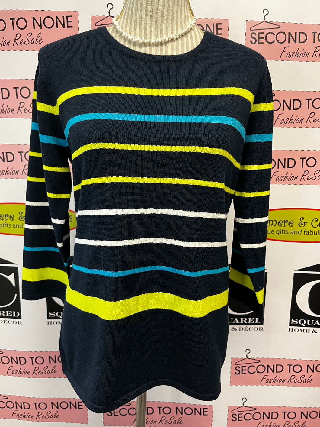 100% Cotton Navy-Striped Sweater