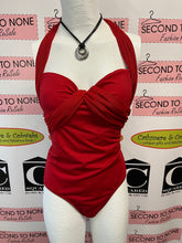 Cargar imagen en el visor de la galería, Red Hollywood Glamour Halter Swimsuit (Size 14)
