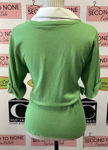 Green Knit Faux Layer Top (M)