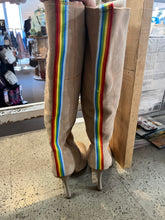 Load image into Gallery viewer, Rainbow Ribbon Suede High Boots (Size 7)
