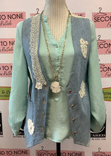 Load image into Gallery viewer, Vintage Denim + Lace Vest (S/M)
